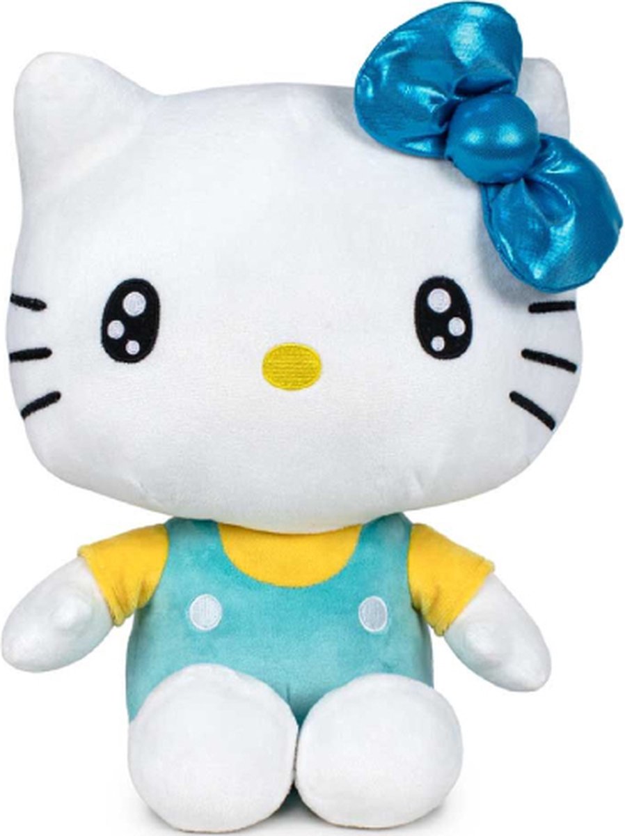 Hello Kitty (Turquoise/Geel) 50th Anniversary Pluche Knuffel 18 cm {Speciale Editie - Verzamel Collectors Item - Speelgoed Knuffeldier Knuffelpop voor kinderen jongens meisjes - Hello Kity Kat Cat Plush Toy}